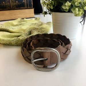 Elise M Genuine Leather Brown Braided Belt
